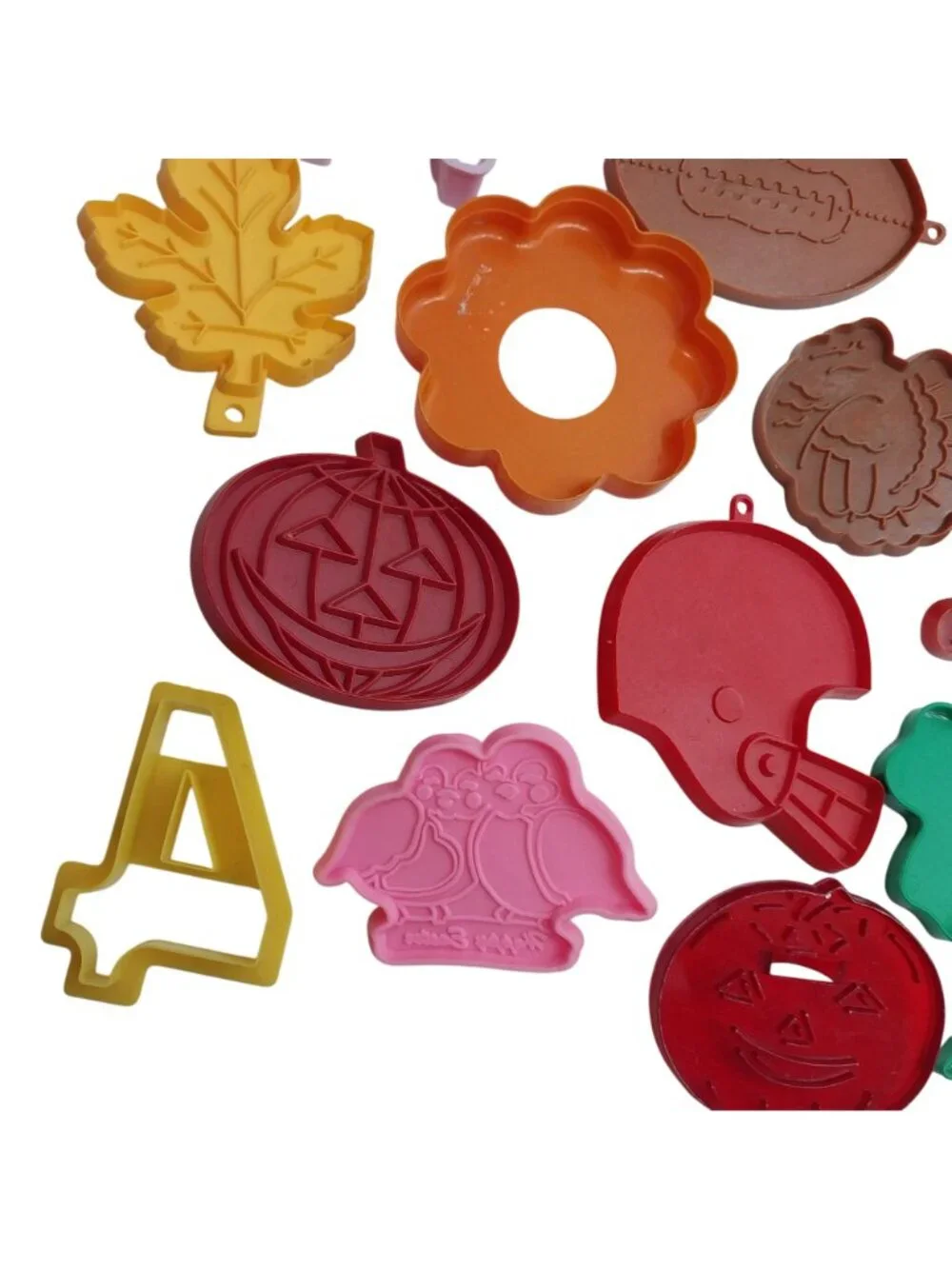 Vintage Plastic Cookie Cutters 22 Assorted Shapes Football Animals Leaves Hallow